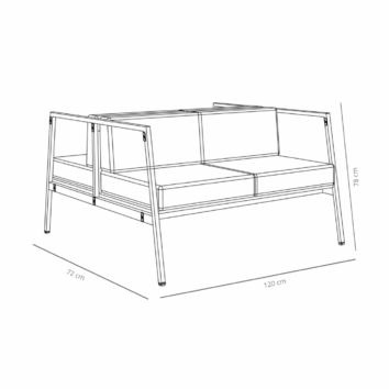 Canapé d'accueil 4 places - 2 modules dos à dos - Gamme Eclipse - dimensions