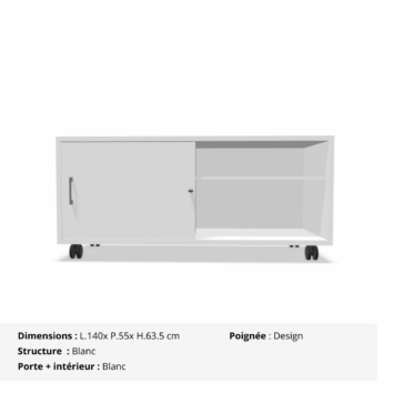 Console B-Box - 1 porte coulissante - Gamme Luna - Blanc