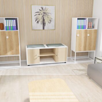 Console B-Box - 2 portes coulissantes + 2 tiroirs - Gamme Luna - ambiance