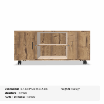 Console B-Box – 2 portes coulissantes + 2 tiroirs – Gamme Luna - Timber