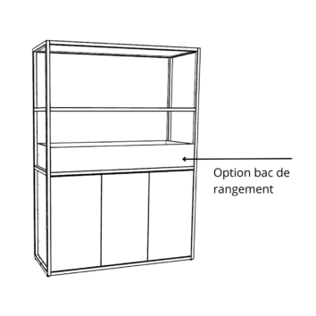 Option Bac de rangement - bibliothèque L.120 x H.162 cm - 3 portes - Gamme Nexa