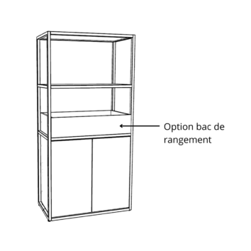 Option Bac de rangement - bibliothèque L.80 x H.162 cm - 2 portes - Gamme Nexa
