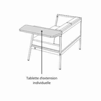 Option Tablette d'extension - Canapé d'accueil 2 places L.120 cm - Gamme Eclipse