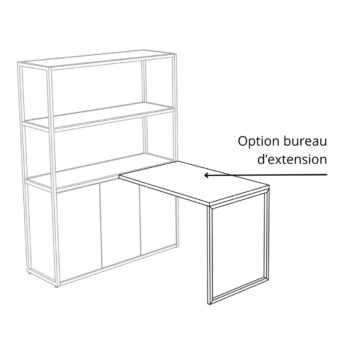 Option bureau d'extension - bibliothèque L.120 x H.162 cm - 3 portes - Gamme Nexa