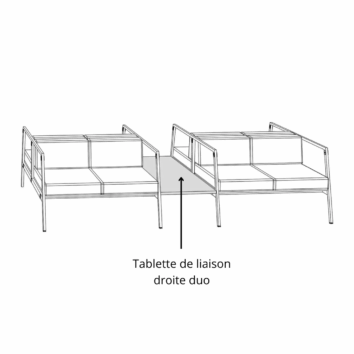 Option tablette de liaison droite duo - Canapé d'accueil 4 places - 2 modules dos à dos - Gamme Eclipse