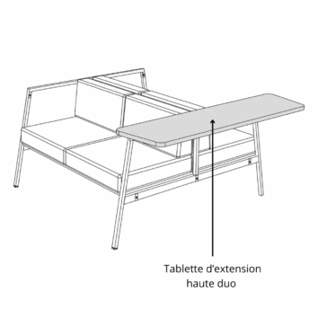 Option tablette d'extension Haute duo - Canapé d'accueil 4 places - 2 modules dos à dos - Gamme Eclipse