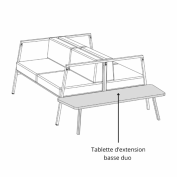 Option tablette d'extension basse duo - Canapé d'accueil 4 places - 2 modules dos à dos - Gamme Eclipse