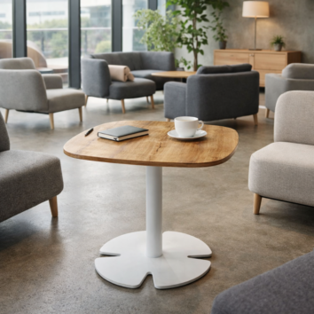 Table accueil H.60 cm - plateau carré arrondi - Gamme Aelia