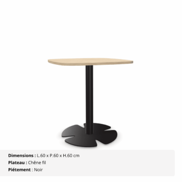 Table accueil H.60 cm - plateau carré arrondi - Gamme Aelia - Chêne fil