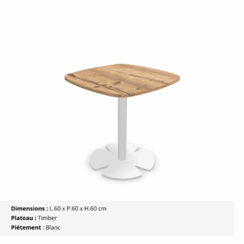 Table accueil H.60 cm - plateau carré arrondi - Gamme Aelia - Timber