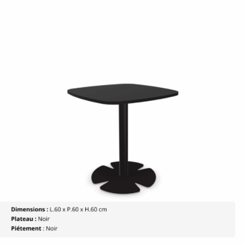Table accueil H.60 cm - plateau carré arrondi - Gamme Aelia - noir
