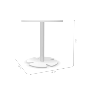 Table accueil H.60 cm - plateau rond Ø 60 cm - Gamme Aelia - Blanc - dimensions