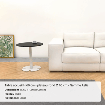 Table accueil H.60 cm - plateau rond Ø 60 cm - Gamme Aelia - ambiance