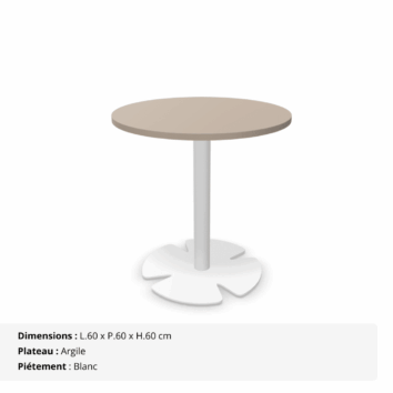 Table accueil H.60 cm - plateau rond Ø 60 cm - Gamme Aelia - argile