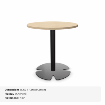 Table accueil H.60 cm - plateau rond Ø 60 cm - Gamme Aelia - chêne fil