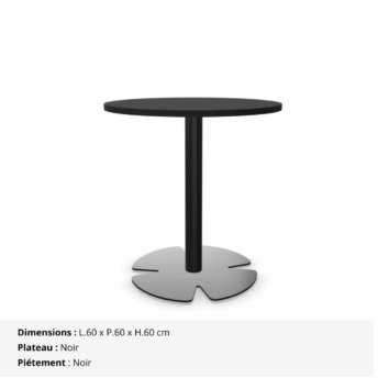 Table accueil H.60 cm - plateau rond Ø 60 cm - Gamme Aelia - noir