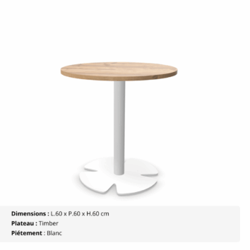 Table accueil H.60 cm - plateau rond Ø 60 cm - Gamme Aelia - timber