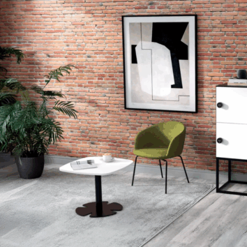 Table basse H.45 cm - plateau carré arrondi - Gamme Aelia - ambiance simple