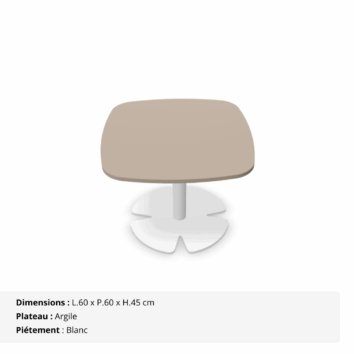 Table basse H.45 cm - plateau carré arrondi - Gamme Aelia - argile