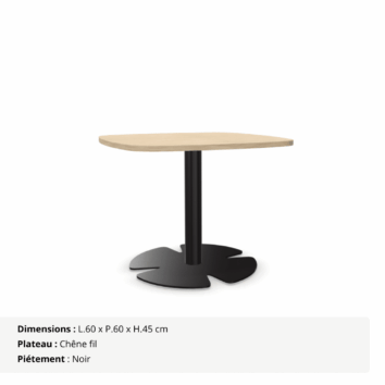 Table basse H.45 cm - plateau carré arrondi - Gamme Aelia - chêne fil