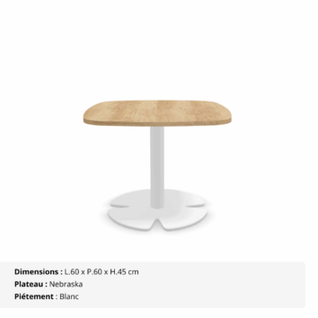 Table basse H.45 cm - plateau carré arrondi - Gamme Aelia - nebraska