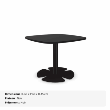 Table basse H.45 cm - plateau carré arrondi - Gamme Aelia - noir