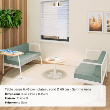 Table basse H.45 cm - plateau rond Ø 60 cm - Gamme Aelia - Ambiance