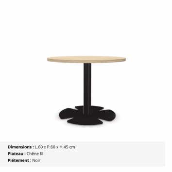 Table basse H.45 cm - plateau rond Ø 60 cm - Gamme Aelia - Chêne fil