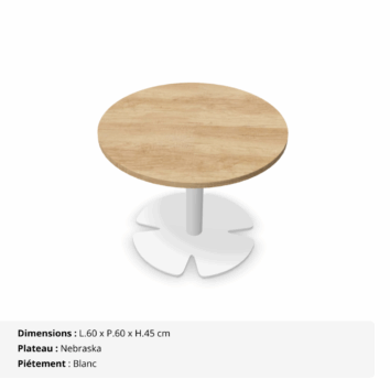 Table basse H.45 cm - plateau rond Ø 60 cm - Gamme Aelia - Nebraska