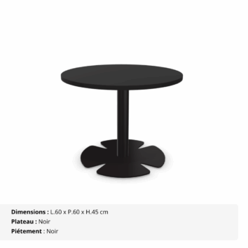 Table basse H.45 cm - plateau rond Ø 60 cm - Gamme Aelia - Noir