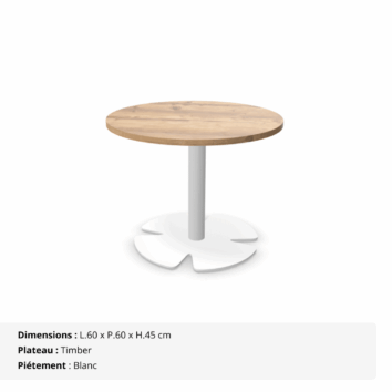 Table basse H.45 cm - plateau rond Ø 60 cm - Gamme Aelia - Timber