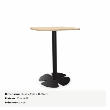 Table basse H.75 cm - plateau carré arrondi - Gamme Aelia - Chêne fil