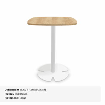 Table basse H.75 cm - plateau carré arrondi - Gamme Aelia - Nebraska