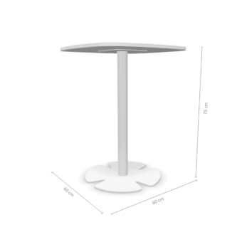Table basse H.75 cm - plateau carré arrondi - Gamme Aelia - blanc - dimensions