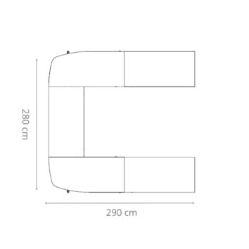 Table de réunion en U – 810 personnes – composée de 5 tables abattantes - Gamme Alba - dimensions