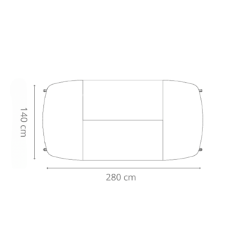 Table de réunion ovale – 810 personnes – composée de 4 tables abattantes - Gamme Alba - dimensions