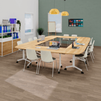 Table de réunion rectangle – 1416 personnes – composée de 8 tables abattantes - Gamme Alba - ambiance simple