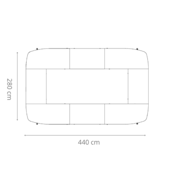 Table de réunion rectangle – 1416 personnes – composée de 8 tables abattantes - Gamme Alba - dimensions