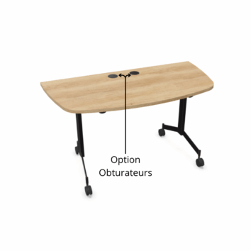 Table demi-lune sur roulettes - Gamme Alba - option obturateurs