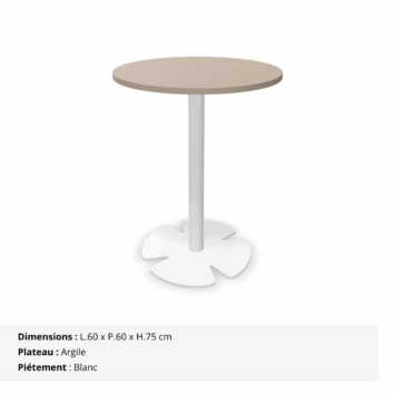 Table lounge H.75 cm - plateau rond Ø 60 cm - Gamme Aelia - argile