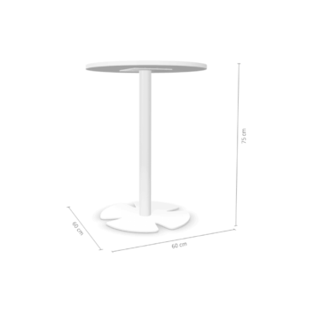 Table lounge H.75 cm - plateau rond Ø 60 cm - Gamme Aelia -blanc - dimensions