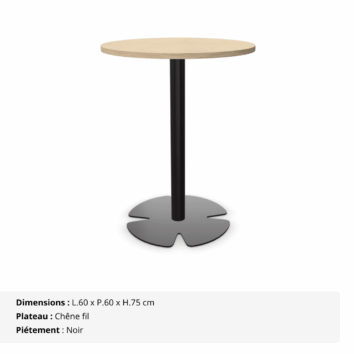 Table lounge H.75 cm - plateau rond Ø 60 cm - Gamme Aelia - chêne fil