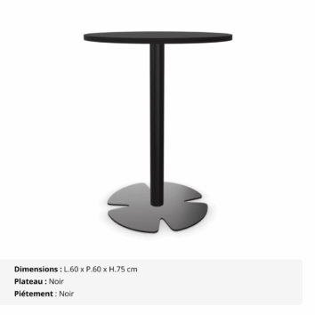 Table lounge H.75 cm - plateau rond Ø 60 cm - Gamme Aelia - noir