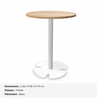 Table lounge H.75 cm - plateau rond Ø 60 cm - Gamme Aelia - timber