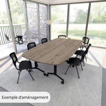Tables angle intégré abattantes sur roulettes - Gamme Alba - exemple