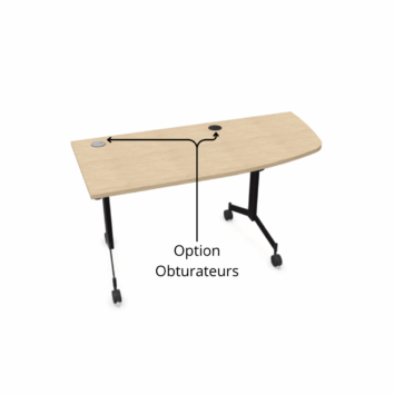 Tables angle intégré abattantes sur roulettes - Gamme Alba - option obturateurs