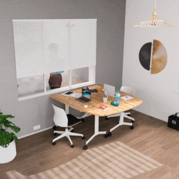 Tables angle intégré abattantes sur roulettes P.70cm - Gamme Alba - ambiance simple