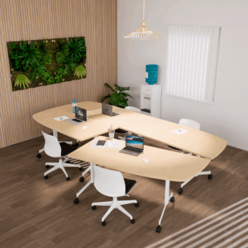 Tables angle intégré abattantes sur roulettes P.80cm - Gamme Alba - ambiance simple