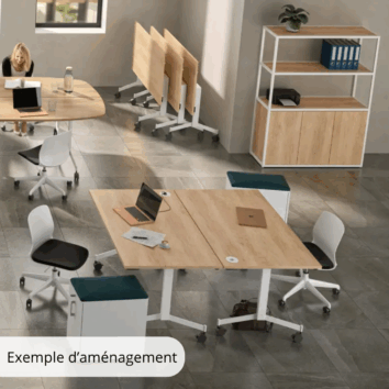 Tables droites abattantes sur roulettes - Gamme Alba - exemple 2