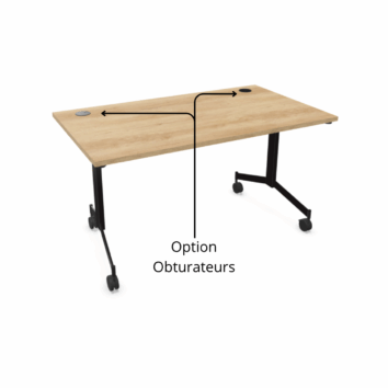 Tables droites abattantes sur roulettes - Gamme Alba - option obturateurs